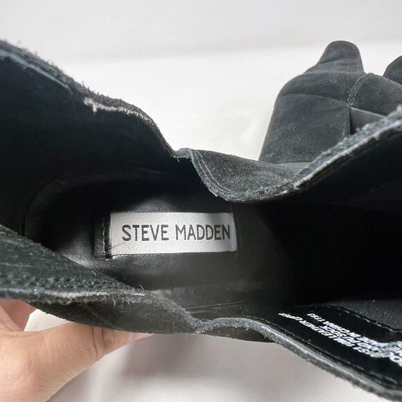 [Steve Madden] Rookie Black Suede Cut-Out Side Split Shaft Ankle Boots Size 10 - Picture 11 of 12